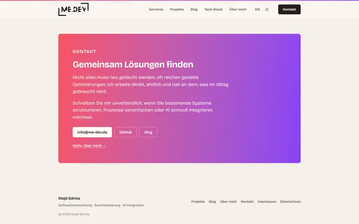 Startseite von me-dev.de
